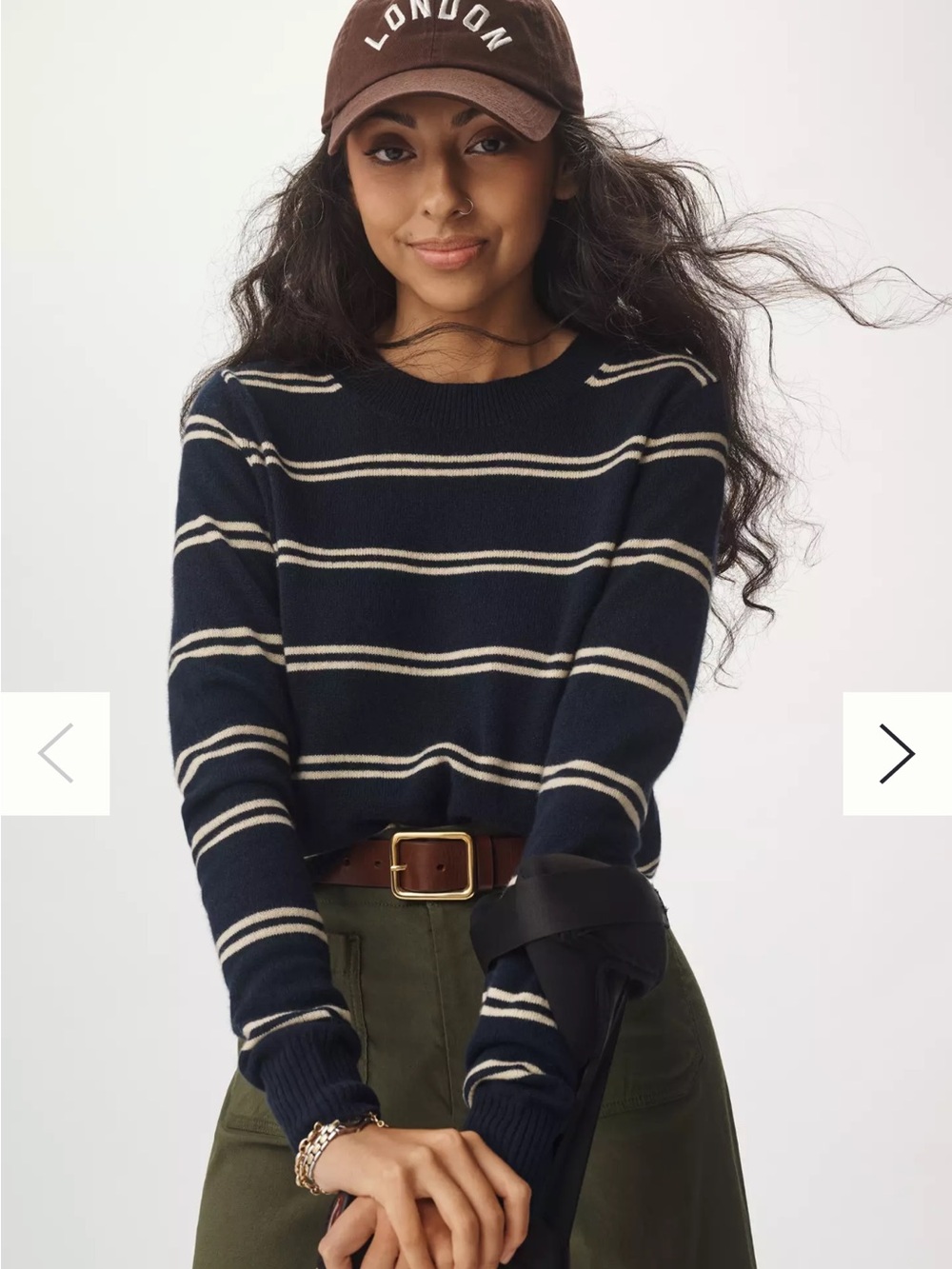 Reformation Dana cashmere stripe crew neck sweater